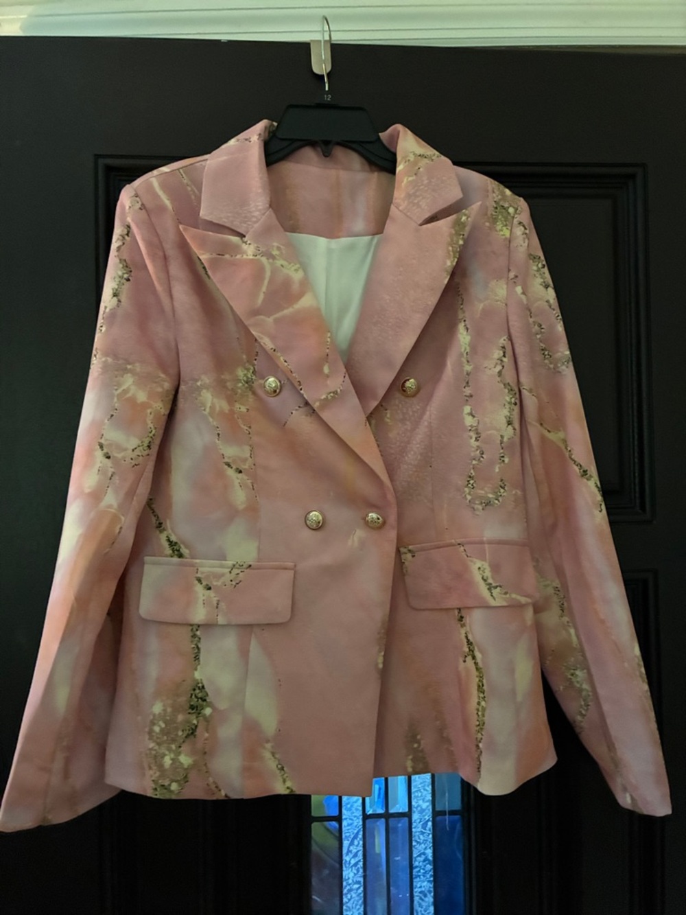 Women's Pink Double-Breasted Blazer Jacket